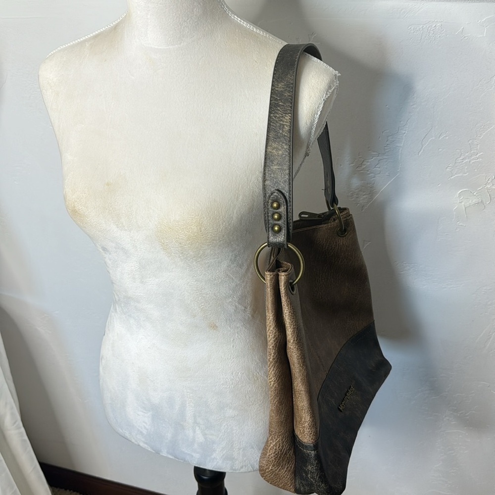 Montana West Two Tone Brown Shoulder Bag BRN6020C - Picture 11 of 16